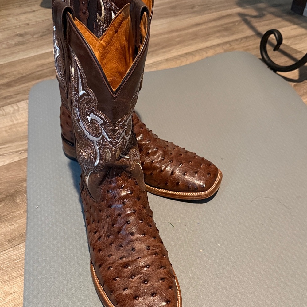 Men's Brown Ostrich Leather Western Boots